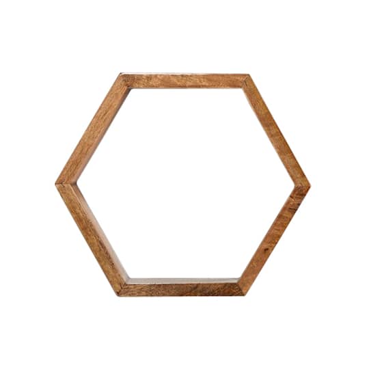 12&#x22; Wooden Hexagon Floating Honeycomb Shelf (Set of 5)